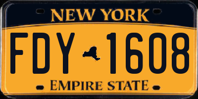 NY license plate FDY1608