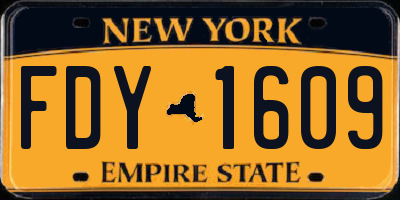 NY license plate FDY1609