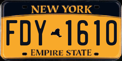 NY license plate FDY1610