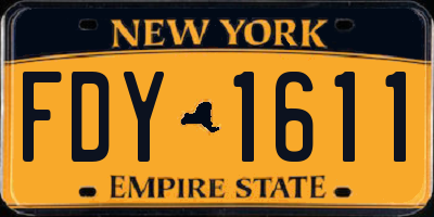 NY license plate FDY1611