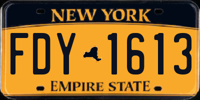 NY license plate FDY1613