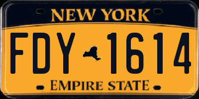 NY license plate FDY1614