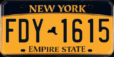 NY license plate FDY1615