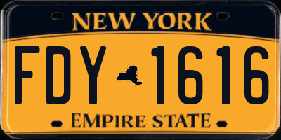 NY license plate FDY1616
