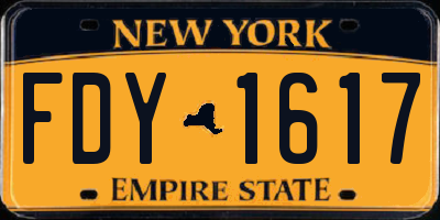 NY license plate FDY1617