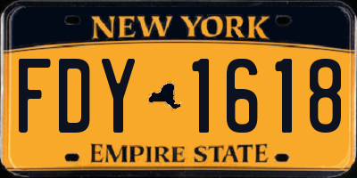NY license plate FDY1618