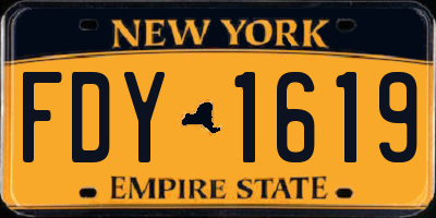 NY license plate FDY1619