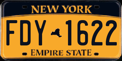 NY license plate FDY1622