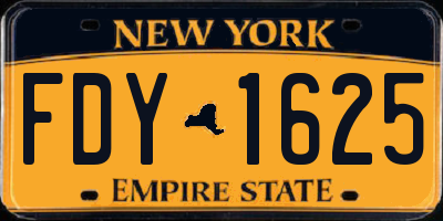 NY license plate FDY1625