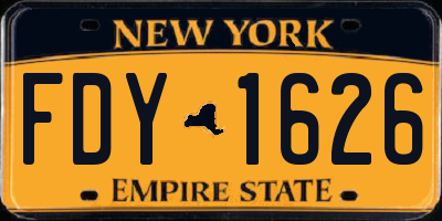 NY license plate FDY1626