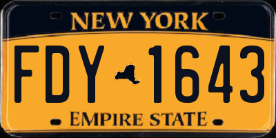 NY license plate FDY1643