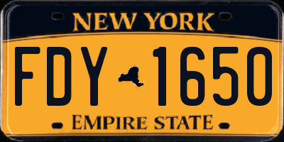 NY license plate FDY1650