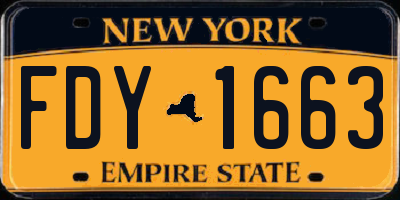 NY license plate FDY1663
