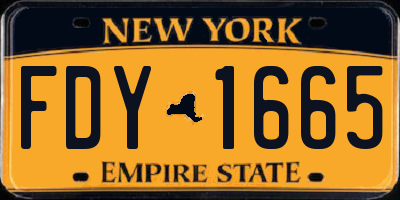 NY license plate FDY1665