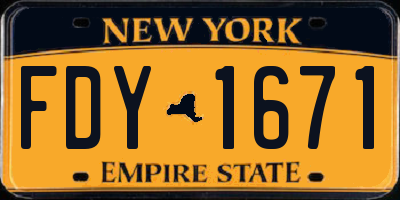 NY license plate FDY1671