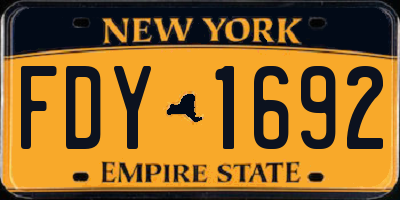 NY license plate FDY1692