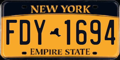 NY license plate FDY1694