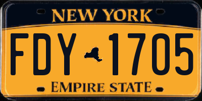 NY license plate FDY1705