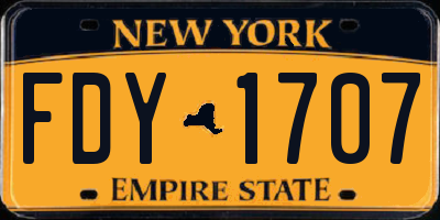 NY license plate FDY1707