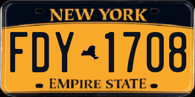 NY license plate FDY1708
