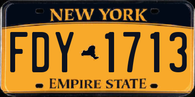 NY license plate FDY1713