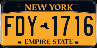 NY license plate FDY1716