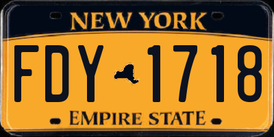 NY license plate FDY1718