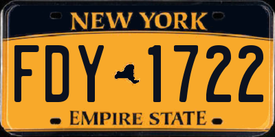 NY license plate FDY1722