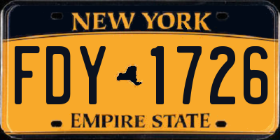 NY license plate FDY1726