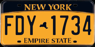 NY license plate FDY1734
