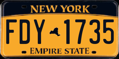 NY license plate FDY1735