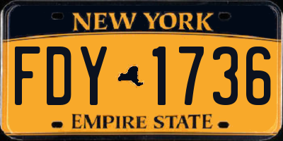 NY license plate FDY1736