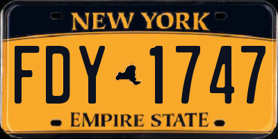 NY license plate FDY1747