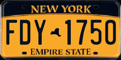 NY license plate FDY1750