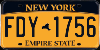 NY license plate FDY1756