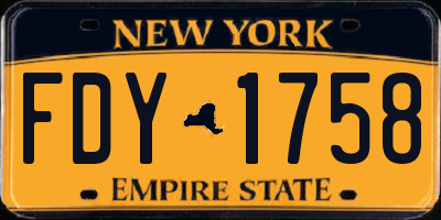 NY license plate FDY1758