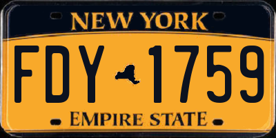 NY license plate FDY1759