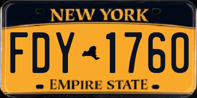 NY license plate FDY1760