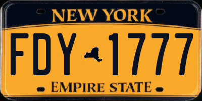 NY license plate FDY1777