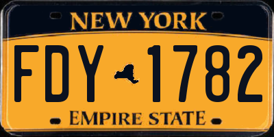NY license plate FDY1782