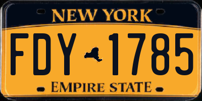 NY license plate FDY1785