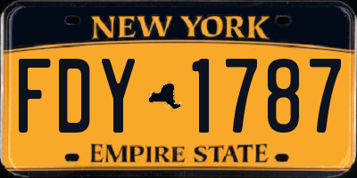 NY license plate FDY1787