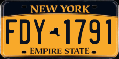 NY license plate FDY1791