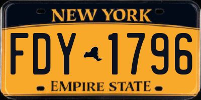 NY license plate FDY1796