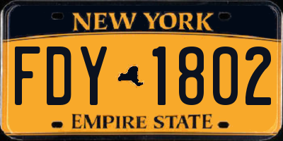 NY license plate FDY1802