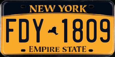 NY license plate FDY1809