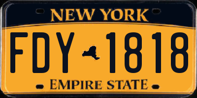 NY license plate FDY1818