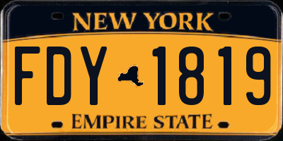 NY license plate FDY1819
