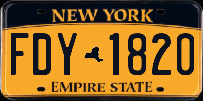 NY license plate FDY1820