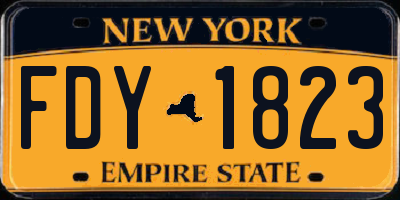 NY license plate FDY1823